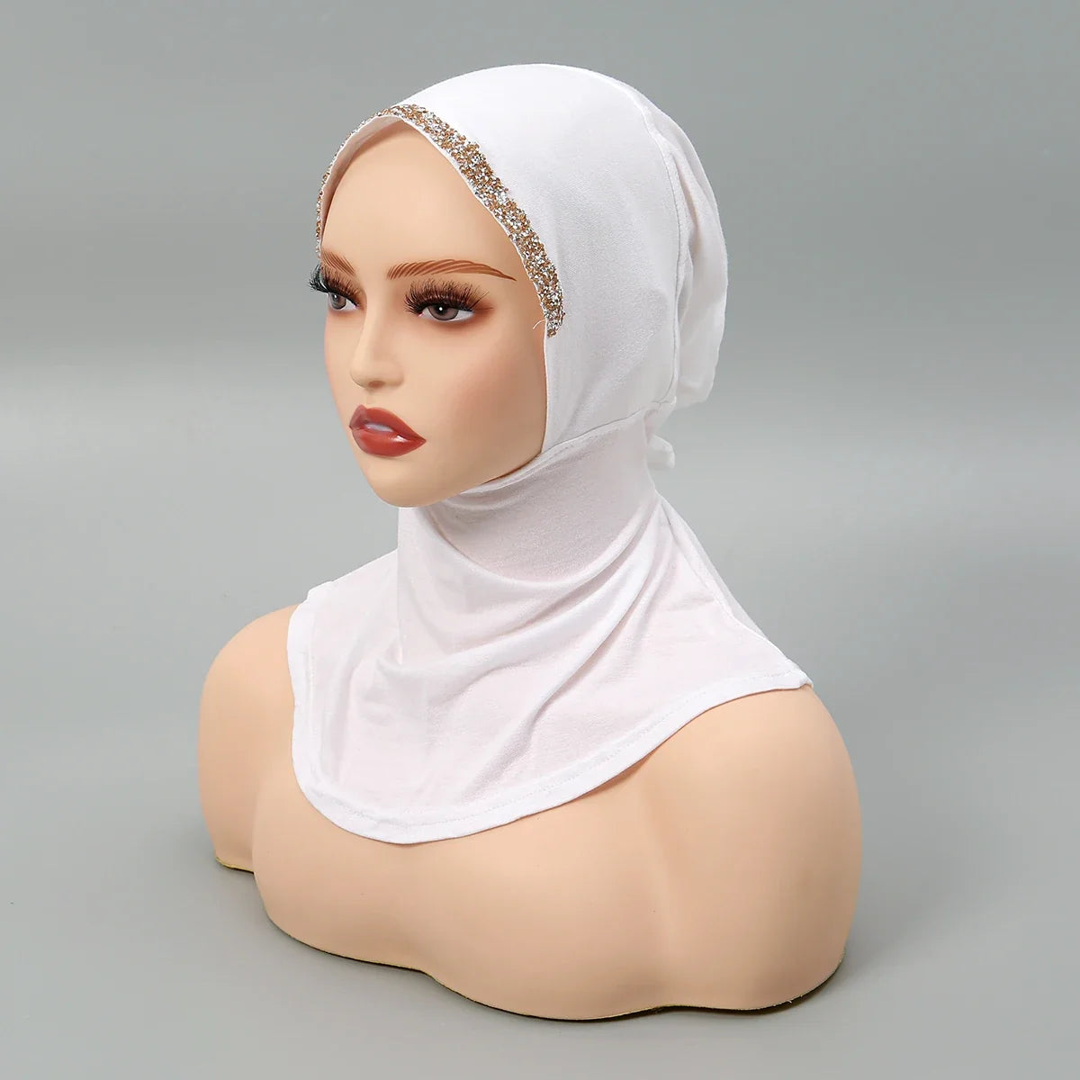 Women’s Modal Rhinestone Hijab Cap - Soft Muslim Turban Underscarf Bonnet for Secure Headwrap Styling