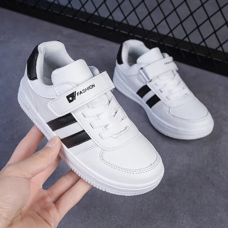 Kids White Sneakers — Boys & Girls Sport Casual Shoes, Non-Slip School Walking & Running Shoes, Sizes 28-39