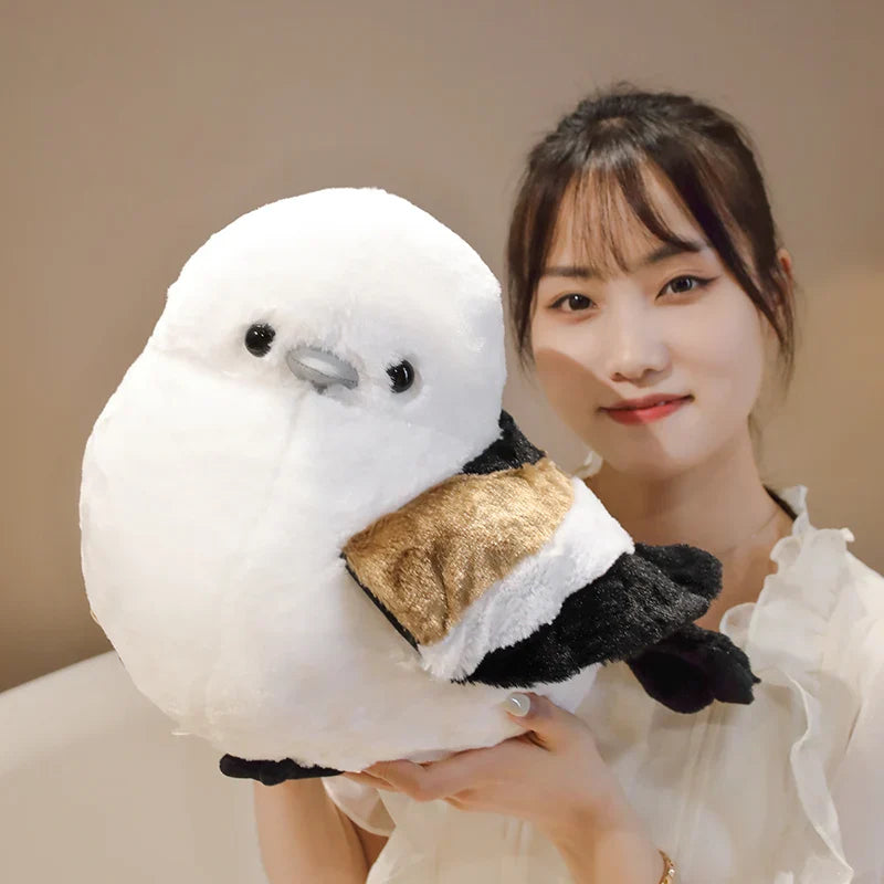 Cartoon Long-Tailed Tit Plush Toy – Cute Round Bird Stuffed Animal for Kids, Girls & Boys Gifts