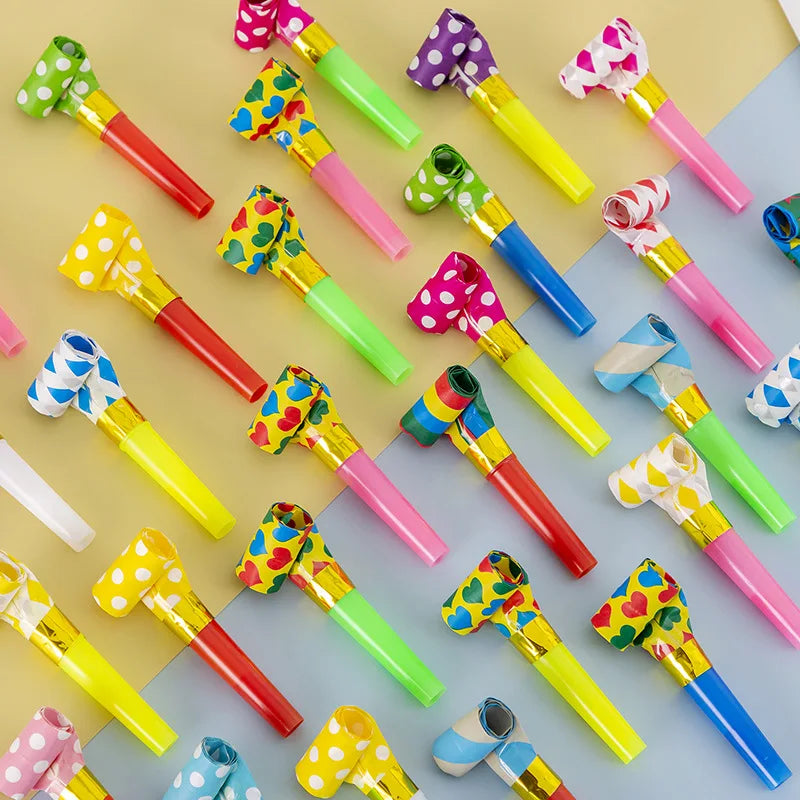30Pcs Colorful Party Blowout Whistles - Noise Maker Toys for Kids Birthday, Baby Shower Favors, Pinata Filler, Treasure Box Supplies