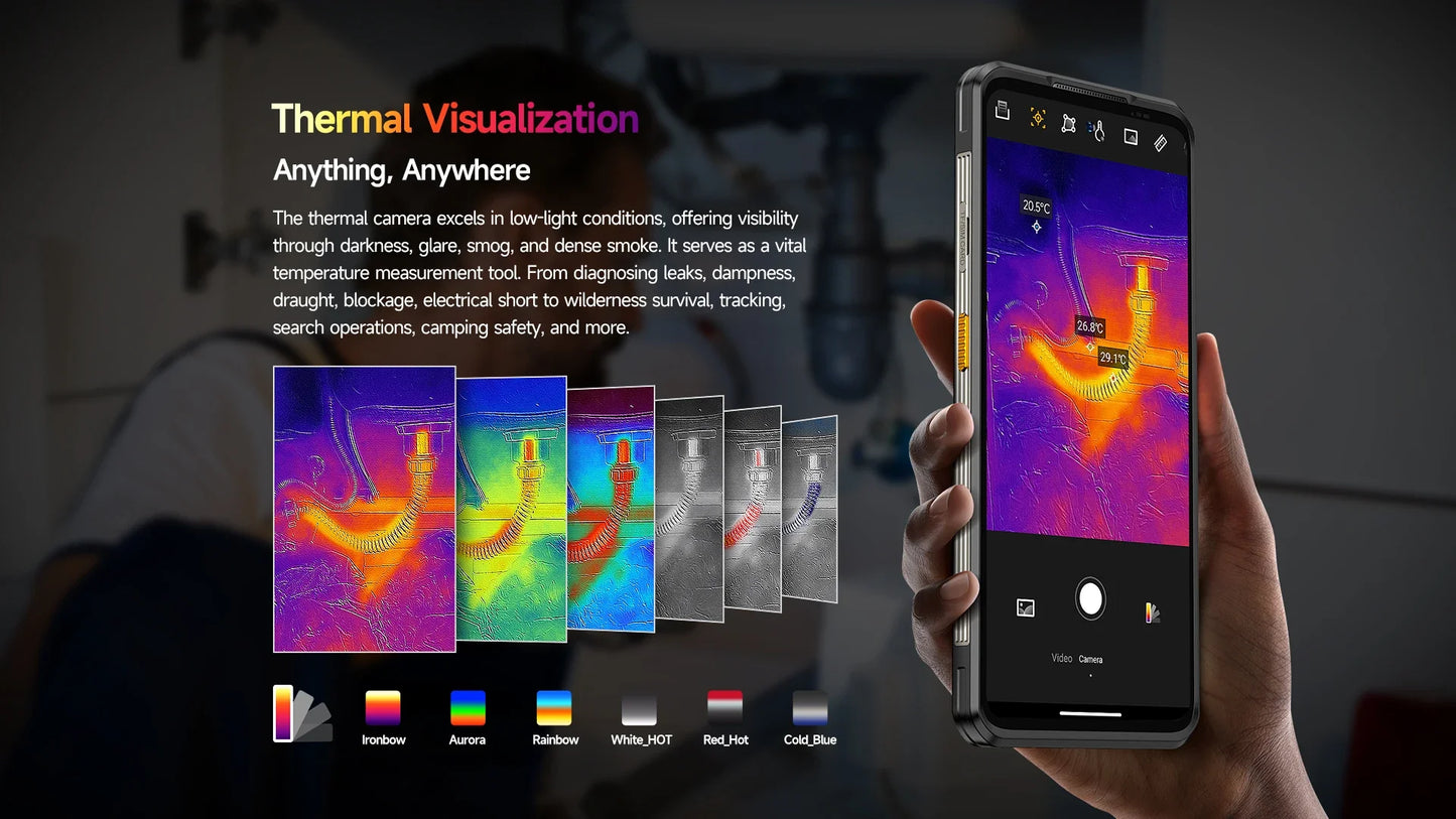 Ulefone Armor 25T Pro 5G Rugged Smartphone – Thermal Imaging, Night Vision, Android 14, 64MP Camera, NFC, Waterproof, 33W Charging