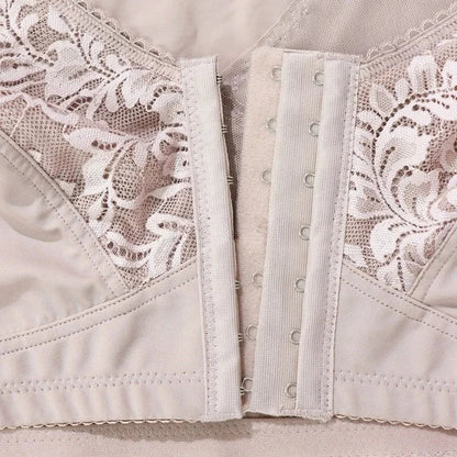 Plus Size Minimizer Bra - 5XL Wireless Front Closure Full Cup Floral Lace Support Bra