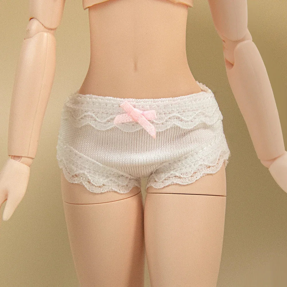 Blythe Doll Panties – Cute Pink Bow Lace Leggings & White Pants for Ymy, Licca, Azone, Ob22/24/27 Dolls, Doll Clothes Accessories