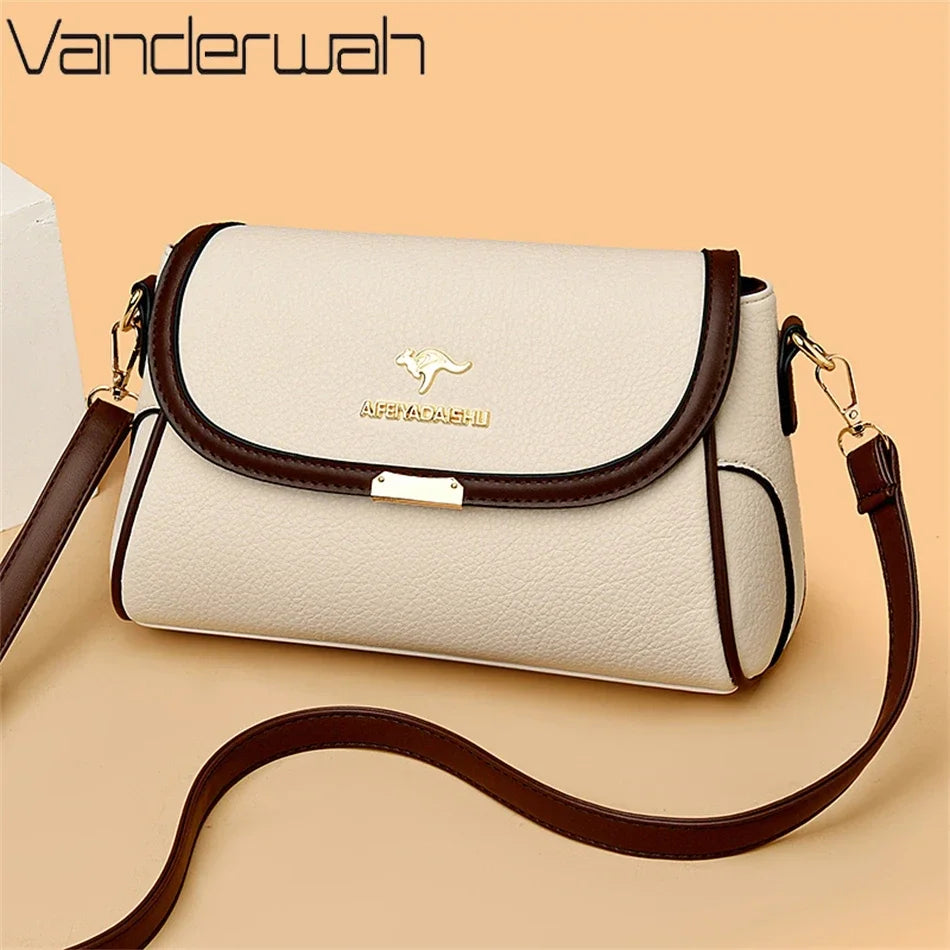 2024 Women’s Small Leather Shoulder Bag – High-Quality Solid Color Designer Crossbody Messenger Bag