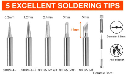 80W LCD Digital Soldering Iron Kit — Adjustable Temperature Electronics Repair Tool with Switch & Solder Tips