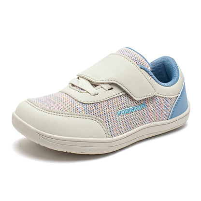 HOBIBEAR Kids Wide Toe Barefoot Shoes – Minimalist Hook & Loop Casual Sneakers, Breathable Zero Drop Shoes