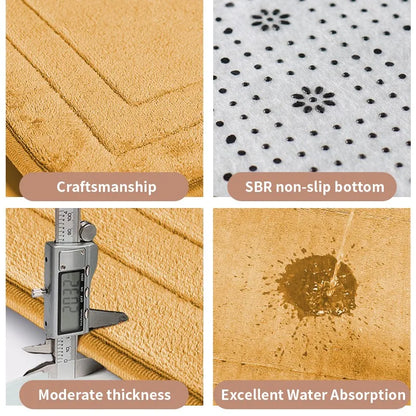 Non-Slip Bathroom Mat - Soft, Comfortable Absorbent Floor Carpet, Machine Washable & Quick-Dry Shower Room Doormat