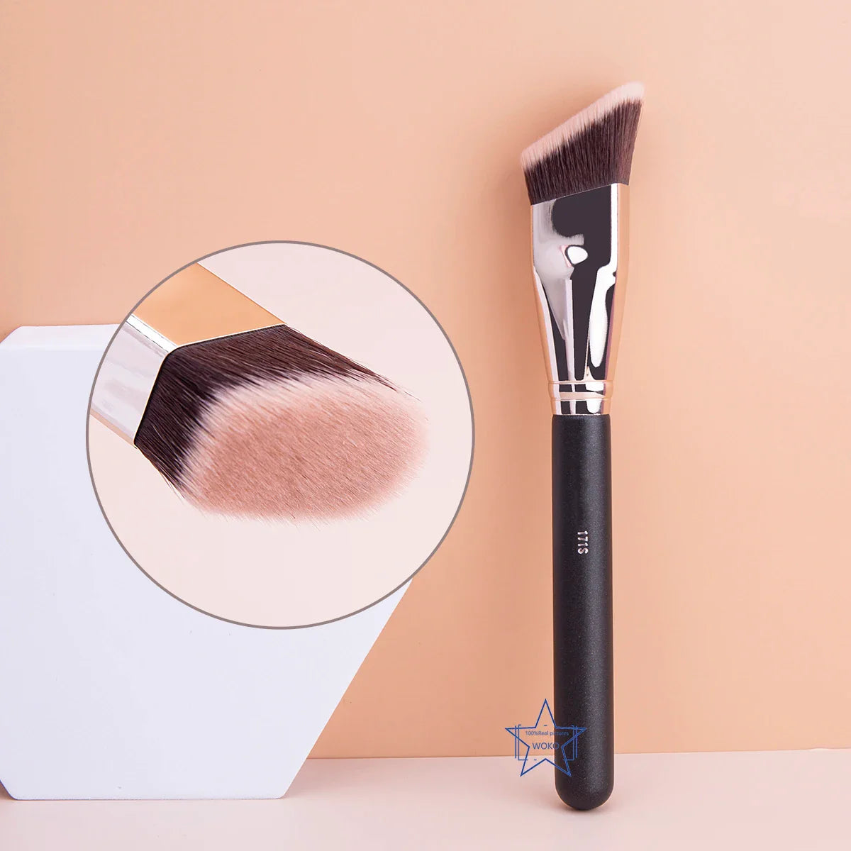 Angled Liquid Powder Contour Makeup Brush – Professional Cream Blush & Foundation Blending Tool