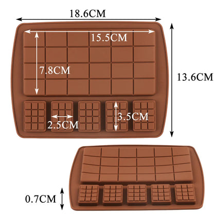 JJYY Silicone Chocolate Mold – 12-Cavity Fondant & Candy Bar Mould for Cake Decoration & Baking