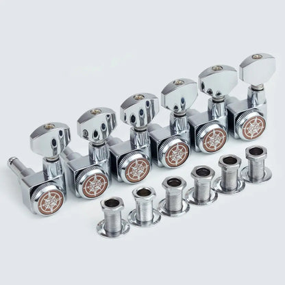 GUYKER 6R/6L Locking Guitar Machine Heads — Chrome Tuning Pegs, No-Screw Tuners
