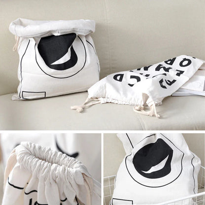 Large Cotton & Linen Laundry Bag — Drawstring Duffle Bag for Clothes & Toy Storage