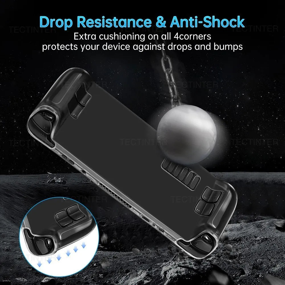 Transparent TPU Protective Case for Steam Deck – Anti-Drop Back Cover Sleeve Compatible with Steam Deck Accessories