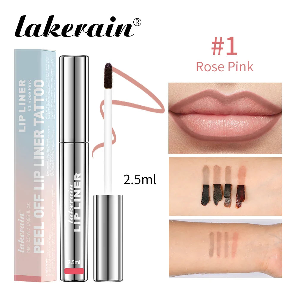 Waterproof Peel-Off Lip Liner & Tattoo Lip Gloss – Long-Lasting Matte Lip Tint & Brown Contour Lip Stain