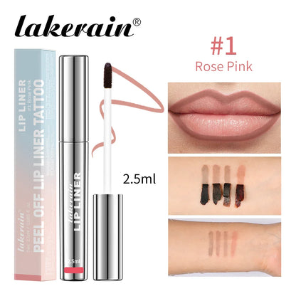 Waterproof Peel-Off Lip Liner & Tattoo Lip Gloss – Long-Lasting Matte Lip Tint & Brown Contour Lip Stain