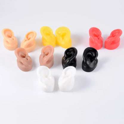 Soft Silicone Ear Model Display Stand – Tattoo Practice & Body Piercing Jewelry Holder with Acrylic Earring Display Kit for Training & Showcase