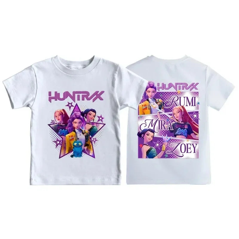 2025 KPop Demon Hunters Graphic T-Shirt – Summer Kids Short Sleeve Top for Girls and Boys, Comfortable Movie-Inspired Tee