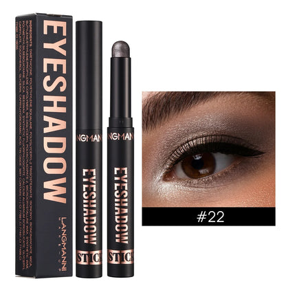 LANGMANNI 16-Color Pearl Waterproof Eyeshadow Stick – Long-Lasting Color & Face Highlight