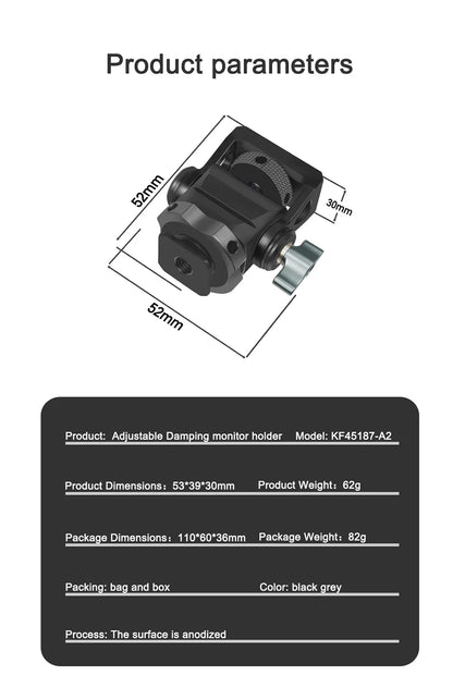 Mini Monitor Mount Holder – Swivel & Tilt Tripod Head with Cold Shoe Adapter for Flash, Microphone, and Fill Light
