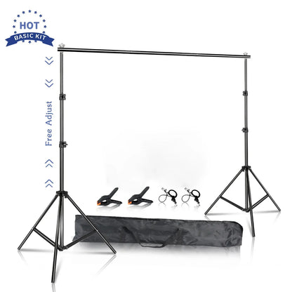 Photography Backdrop Stand Kit - Adjustable Photo Studio Background Support System with Carry Bag for Green Screen & Backdrops