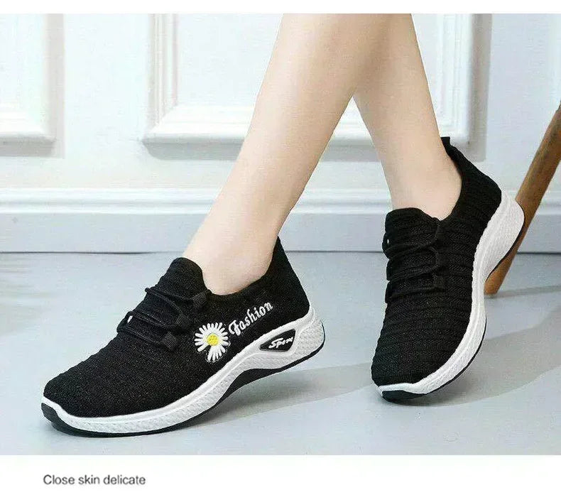 Women's Fashion Sports Shoes – Breathable Mesh, Soft Thick Sole, Lightweight Casual Trendy Coconut Sneakers