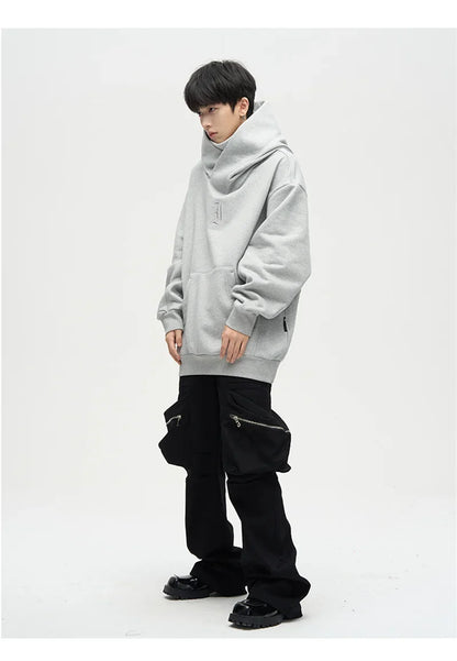 Autumn Ninja Streetwear Turtleneck Hoodie - Men's Embroidered Y2K Vintage Fleece Sweatshirt, Hip Hop Fashion