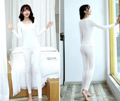 Women's Thermal Underwear Set - Fleece-Lined Long Johns Base Layer Top and Bottom, 2 Piece Set
