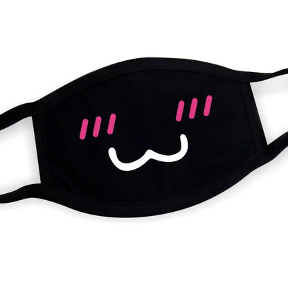 Black Cotton Winter Mask — Unisex Thickened Half-Face Cotton Cartoon Pattern Anti-Dust Respirator