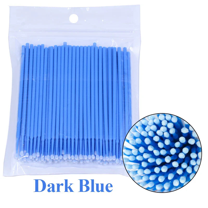 100pcs Eyelash Cleaning Brushes – Micro Cotton Swabs for Lash Extensions & Makeup Remover