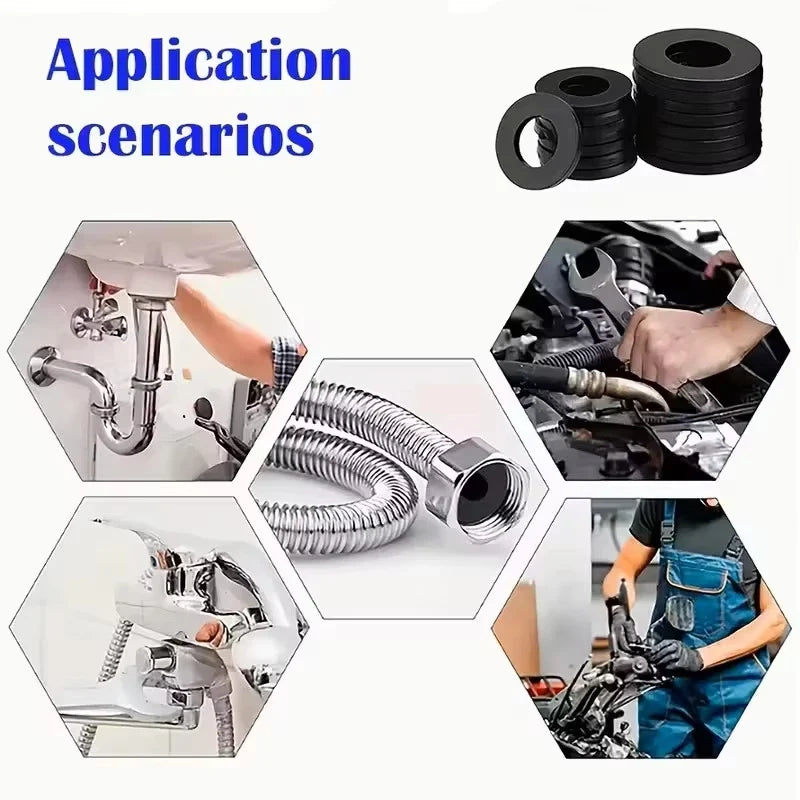 10-Piece Shower Hose Washer Set - Heavy-Duty Heat-Resistant Rubber O-Ring Faucet Seals