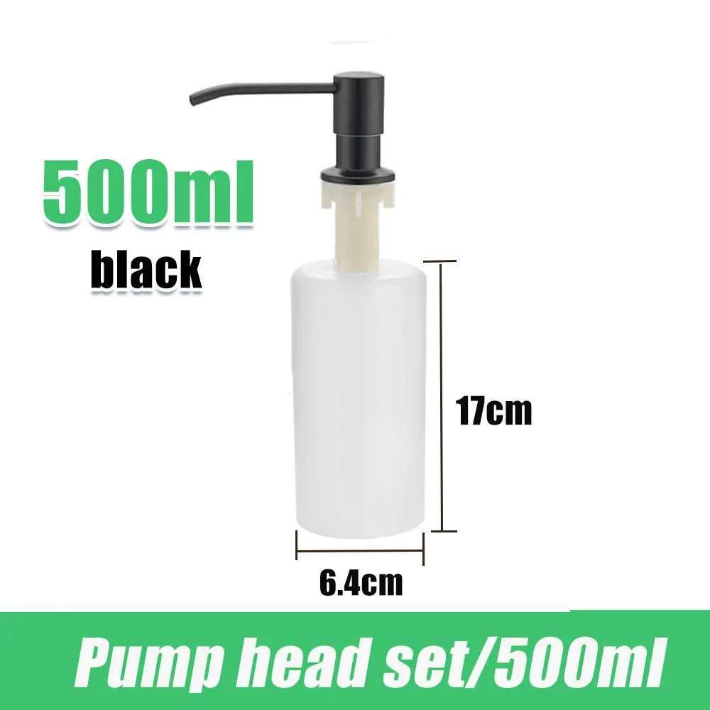 304 Stainless Steel Kitchen Sink Soap Dispenser — Extension Tube & Pump Head for 350/500ml Dish Soap Bottles