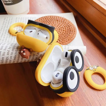 3D Cartoon Bear Silicone Case for AirPods 4 & AirPods Pro 2 — Cute Big Eyes Earphone Cover 2024