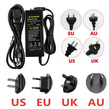 AC/DC Power Supply Adapter 110V–220V to 5V/12V/24V Transformer Converter – Multi-Voltage LED Strip Light Power Supply (1A–10A)