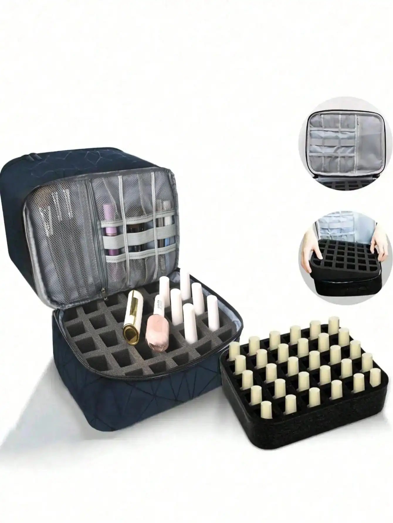 Women's Portable Double-Layer Nail Polish & Essential Oil Storage Bag – Multi-Function Organizer for Travel