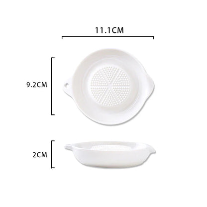 Ceramic Ginger & Garlic Grater Tool – Portable White Porcelain Hand Grinder for Kitchen Use, Ginger, Garlic & Vegetable Mashing