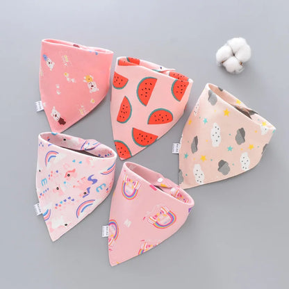 5PCS Baby Saliva Towels – Triangle Cotton Bandana Bibs, Waterproof and Absorbent Scarf for Newborn Boys & Girls