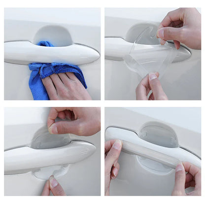 8pc Universal Invisible Car Door Handle Bowl Scratch Protective Stickers - Anti-collision Protection Strip for Car Handles