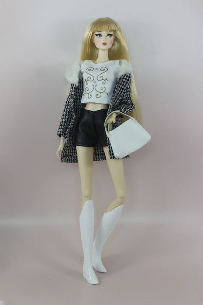 Handmade BABI CLOTHES Leather Overcoat – 11.5 Inch 30cm Doll BJD Outfit Accessories Gift