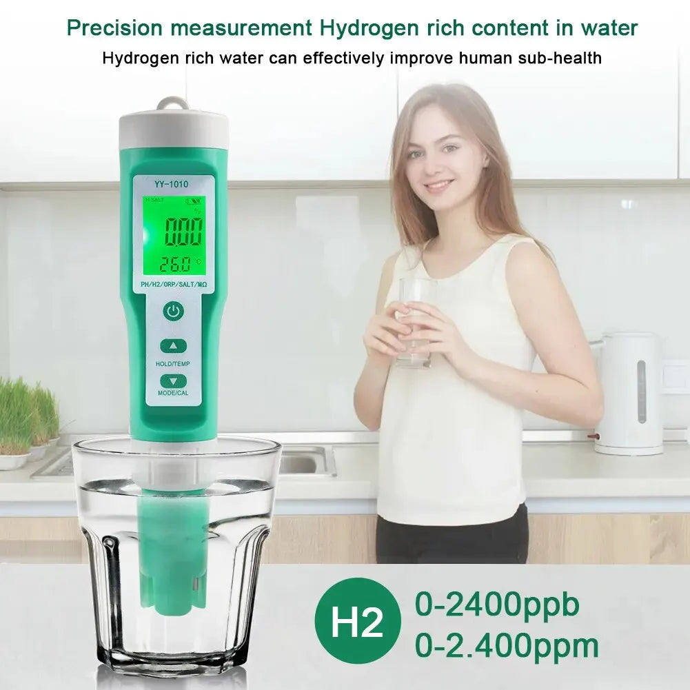 Yieryi TDS, EC, PH, Salinity & ORP Meter - H2, S.G, TEMP Water Quality Monitor for Pools & Aquariums