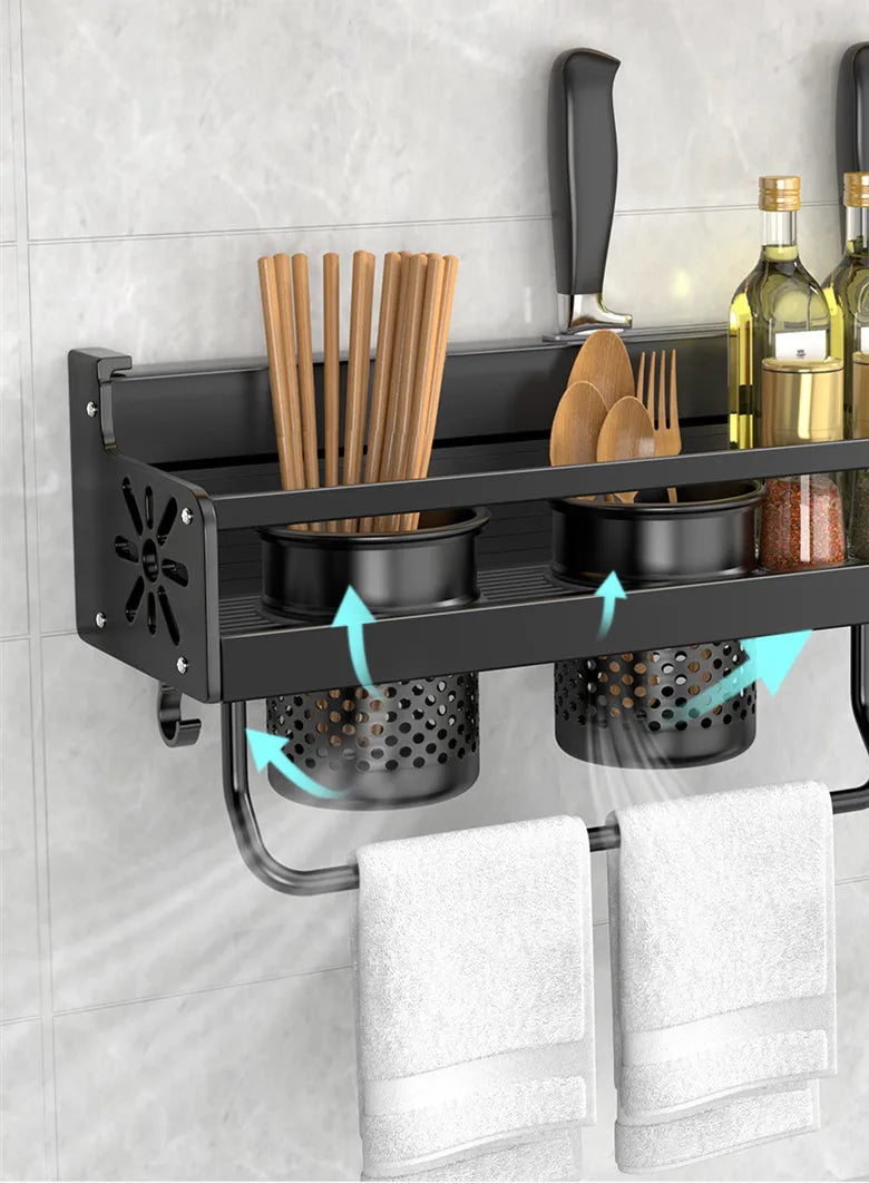 Kitchen Knife & Spice Holder – Stand Organizer with Spoon, Chopsticks Rest and Hanging Storage Rack