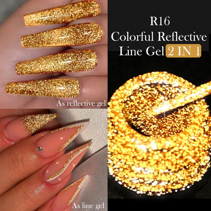 LILYCUTE 5ml Silver Metallic Liner Gel Polish – Super Bright UV Nail Art Stripe & Drawing Paint Varnish, Mirror Effect Graffiti Gel