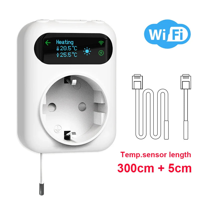 Smart WiFi Thermostat Plug – Tuya Wireless Temperature Controller for Boiler, Fan, Heating & Cooling, Alexa & Google Home Compatible