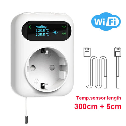 Smart WiFi Thermostat Plug – Tuya Wireless Temperature Controller for Boiler, Fan, Heating & Cooling, Alexa & Google Home Compatible