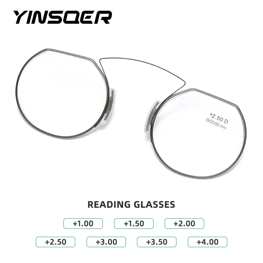 Clip-On Nose Reading Glasses – Anti-Blue Light Presbyopic Eyewear for Men & Women, 1.5 Magnification
