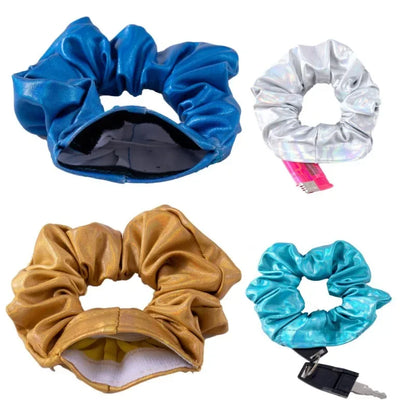 Hair Scrunchie with Hidden Storage Compartment - Secret Hair Tie Stash Pocket, Travel Diversion Safe Container