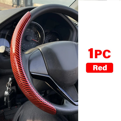 DIY Car Steering Wheel Cover — Microfiber Leather with Glossy Carbon Fiber Look