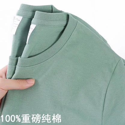 100% Cotton Unisex T-Shirt – Solid Color O-Neck Short Sleeve Tops for Men & Women, Summer Korean Loose Fit M-4XL