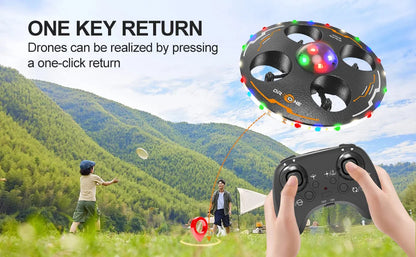 RC UFO Drone for Kids – 4-Axis Flying Saucer with Lights, 3 Batteries, Induction Control & Anti-Fall Foam Design