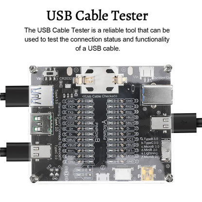 USB Cable Tester – Type-C, Type-B, Micro Short Circuit and Data Anomaly Detection Test Board for iOS & Android