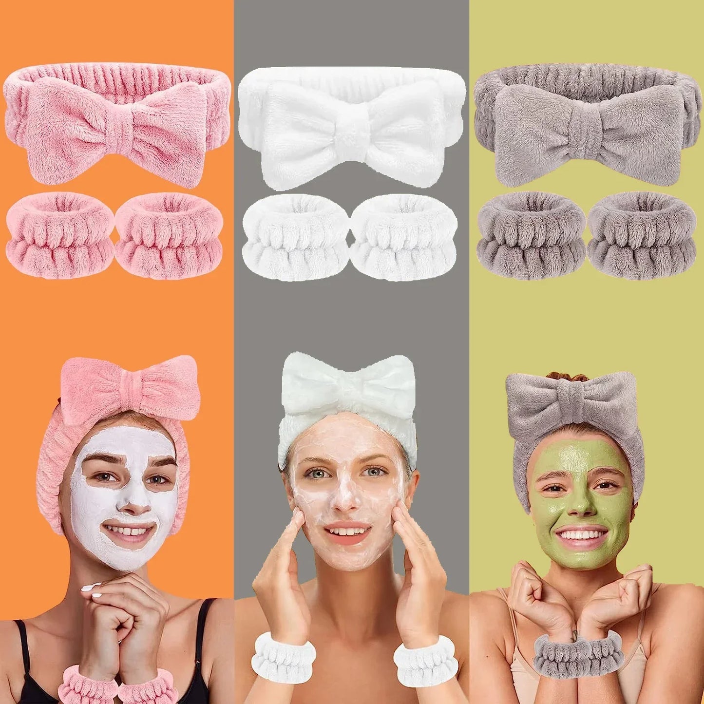 Women's Coral Fleece Hair Accessories Set - 1/2/3Pcs Face Wash Absorbent Wristband Headband, Waterproof Bands for Girls