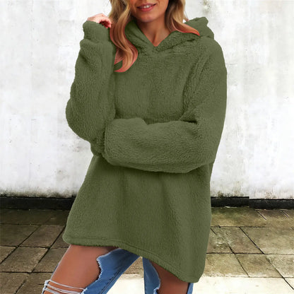 Women's Winter Fleece Hoodie - Warm Soft Fluffy Harajuku Streetwear Pullover